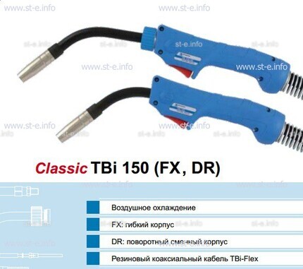 Горелка для полуавтоматической сварки TBi 150-blue-ESG, длина 3 метра - st-e.info - Санкт-Петербург